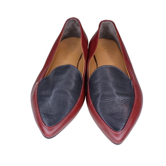 Everlane Pointed Toe Loafers Slip On Flats Burgundy Red Black Leather Classic 6 - Picture 3 of 5